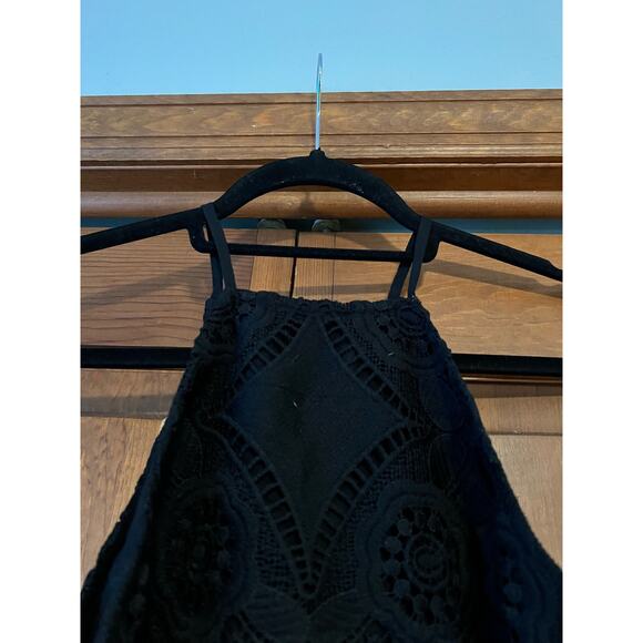 Abercrombie & Fitch Women's Crochet Lace Feminine High Neck Crop Top Black SZ S - Picture 7 of 12
